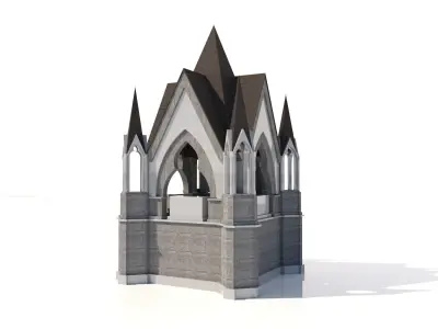 Medieval architecture - City house building  Low-poly 3D model