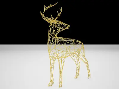 Reindeer gold deer wire sculpture 3D model