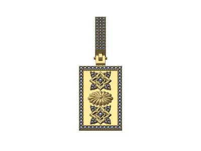 Diamond artdeco ornaments pendant with iced bail 3D print model