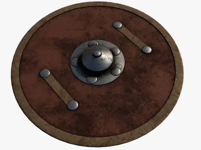 Wooden shield Low-poly 3D model 9