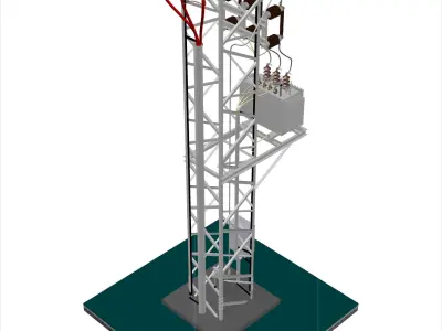 Cable Feeded Tower Transformer Station Free 3D model