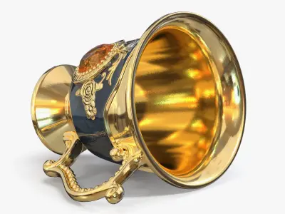 Arabic Tea Cup with Ornate Handle and Gem 3D model