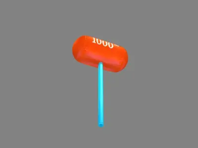 Inflatable hammer - Cartoon toy hammer Low-poly 3D model