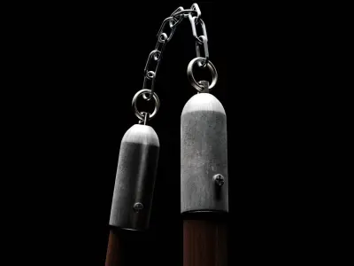 Realistic Wooden Nunchaku 3D Model 3D model