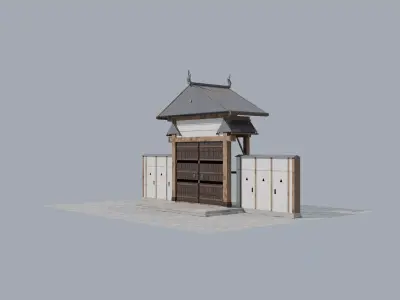Japanese Karamon Gate - Karahafu Curved Roof Low Poly Low-poly 3D model