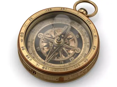 Steampunk Precision Clockwork Compass 3D Model Low-poly 3D model