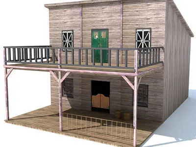 4 Western Styled Houses 3D model