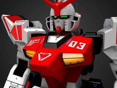 Gundam RX Low-poly 3D model