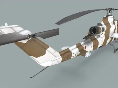 Bell AH-1S Cobra JGSDF Winter Complex Animation Low-poly 3D model