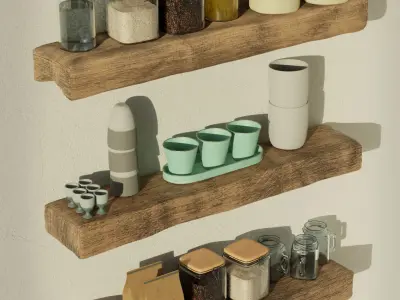 Rustic Shelf Pack Low-poly 3D model
