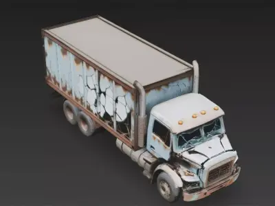 Abandoned Transport Truck Wreck Low-poly 3D model