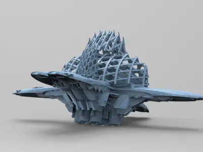 Floating cyber jet monolith 3 versions  3D model