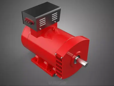 RED INDUSTRIAL AC GENERATOR ALTERNATOR DYNAMO MOTOR CONTROL BOX 3D model