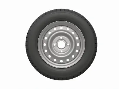 Car trailer wheel with tire 3D model