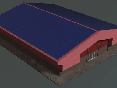 Solar roof on warehouse 24e03 3D model