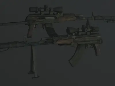 AKM-AKMS modified Low-poly 3D model