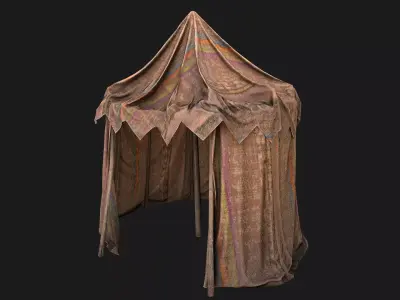 Cylindrical East Tent Market Stalls Low-poly 3D model