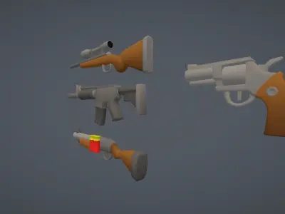 Poly World - Toon Guns Low-poly 3D model