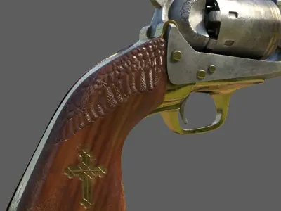 revolver Low-poly 3D model 2