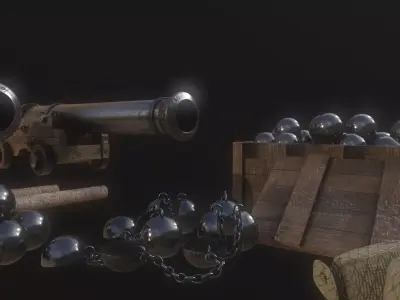 Pirate Artillery Pack - Game Ready 3D Models Low-poly 3D model