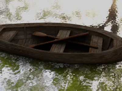 wooden boat Low-poly 3D model purchase