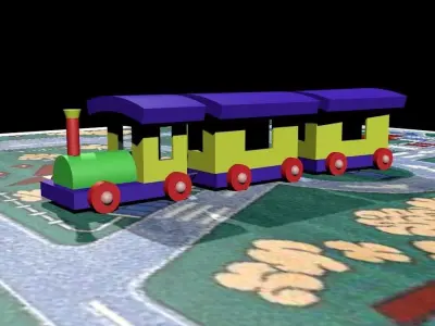 locomotive toy train on rug 3D model