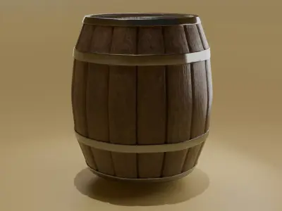 Barrel Low-poly 3D model 13