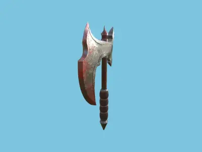 Medieval Battle Axe 07 Blood Barbarian - Fantasy Weaponry Low-poly 3D model