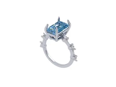 Emerald Solitaire Ring 3D print model 50