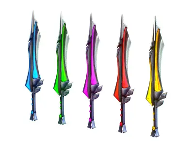 a set of cutting weapons Low-poly 3D model 7