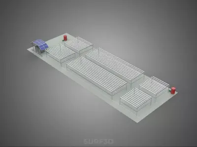 NFT FIELD AEROPONIC HYDROPONIC CROP PLANT FARM SOLAR POWERED IOT 3D model