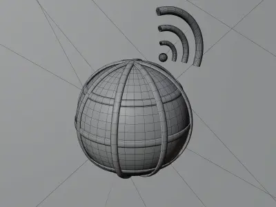 3D Illustration of internet icon emitting signal 3D model