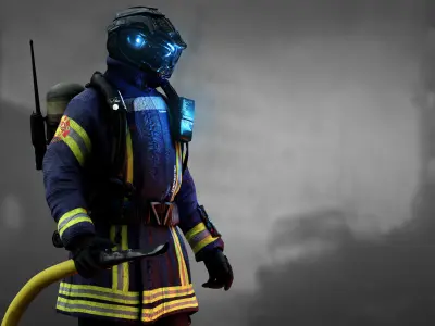 Sci Fi Firefighter Low-poly 3D model
