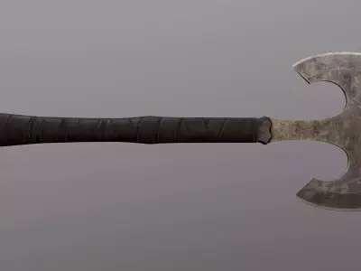 Post-Apocalyptic Battle Axe Low-poly 3D model