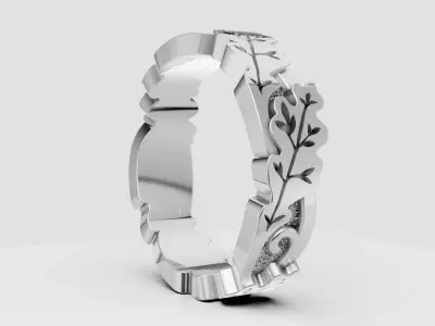 Floral Vintage Pattern Wedding Band including 2 sizes 3D print model
