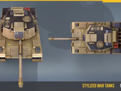 Stylized Tank M1 Abrams Low-poly 3D model