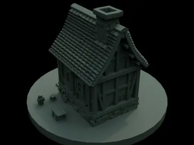 Epic Medieval House Low-poly 3D model