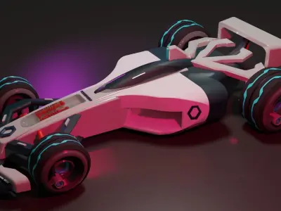F1 car low poly 3D model