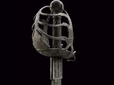 Antique Silver Sword 3D model