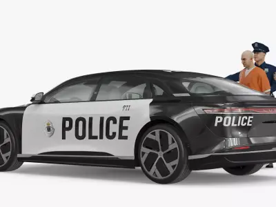 Police Officer with Lucid Patrol Car and Prisoner 3D model