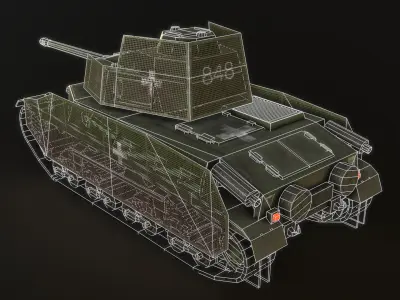 Turan III tank - PBR reworked Low-poly 3D model