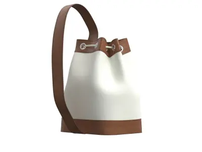 Brown Leather Sling Bucket Bag 3D model