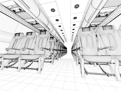 Airplane-Interior empty airplane with seats 3D model