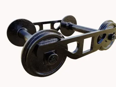 train wheels realstic Low-poly 3D model