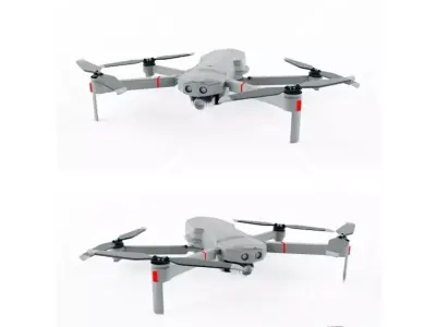 White quadcopter drone Low-poly 3D model