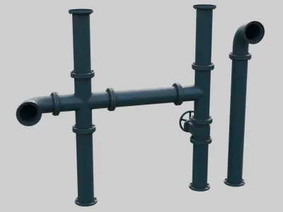 Industrial Pipes 1B Low-poly 3D model