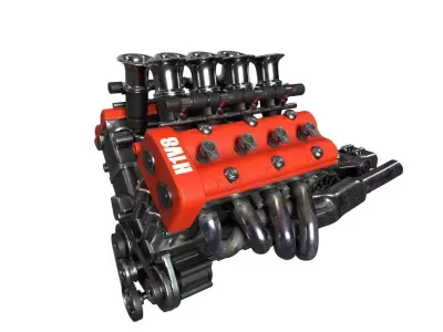 V8 engine 3D model PBR