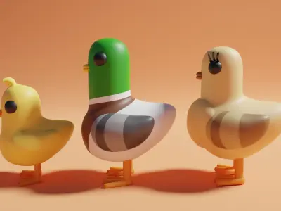 Duck Family 3D model