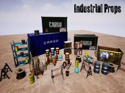 Industrial Props for Unreal Low-poly 3D model