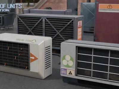 Air Conditioner Unit and Refrigeration Machine Game Ready Low-poly 3D model 8